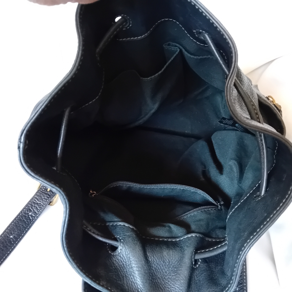 Fossil Black Leather Drawstring Backpack - Picture 10 of 16